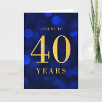 Azul Bokeh Dourado Saúde aos 40 anos de aniversári