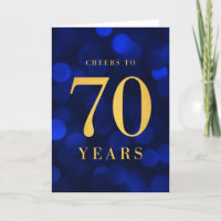 Azul Bokeh Dourado Saúde aos 70 anos de aniversári