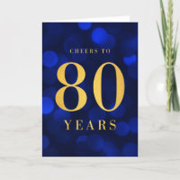 Azul Bokeh Dourado Saúde aos 80 anos de aniversári