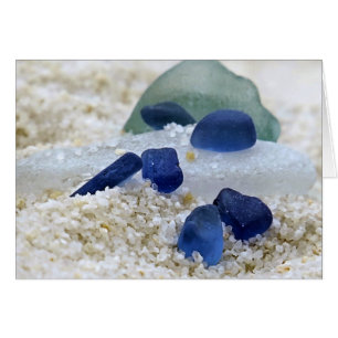 Cartão Azul, branco e vidro do mar aquático