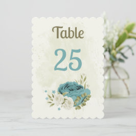 cartão azul branco flores verde