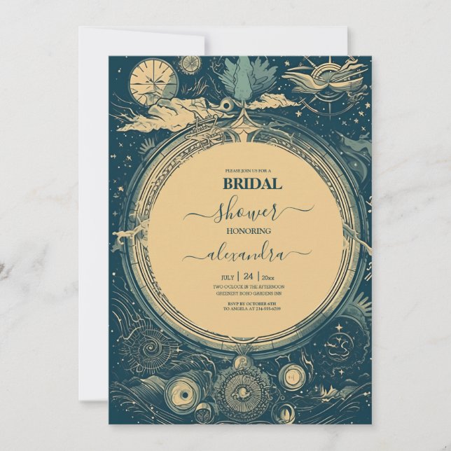 Cartão Azul Celestial e Tarot Golg Bridal (Frente)