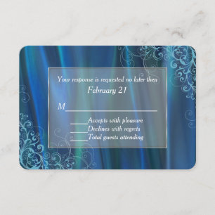 Cartão azul chique da resposta do casamento do