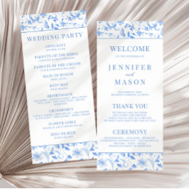Cartão azul claro do programa de casamento floral