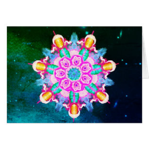 Cartão Azul da noite estrelado do *~*, energia cura verde