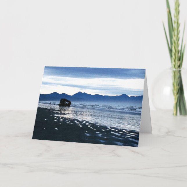 Cartão azul da praia do Shipwreck (Frente)