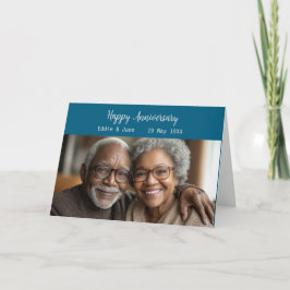 Cartão Azul de Aniversário de Foto Dobrada