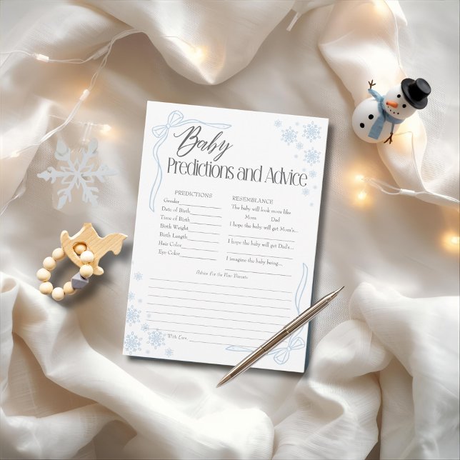 Cartão Azul de Coquette Azul Previsão e Cartão de  (Snow Coquette Blue Baby Predictions & Advice Card)