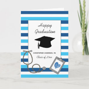 Cartão Azul De Graduação Escolar De Enfermagem