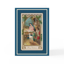 Cartão Azul de Natividade Vintage