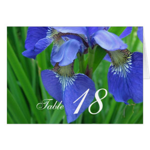 Cartão azul de número da tabela de flores da íris