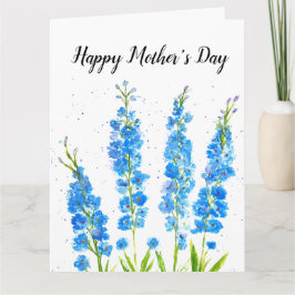 Cartão Azul delfinium floral aquarela elegante