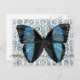 Cartão azul do damasco da borboleta de Boho (Frente/Verso)