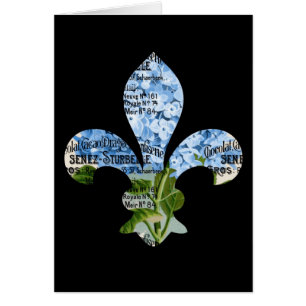 Cartão azul do Hydrangea da flor de lis francesa