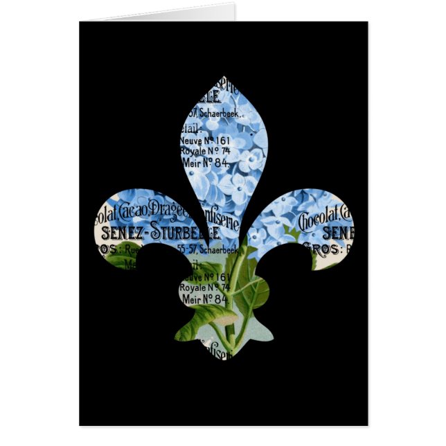 Cartão azul do Hydrangea da flor de lis francesa (Frente)