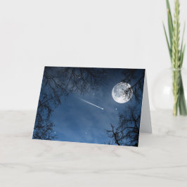Cartão azul escuro do céu da lua da estrela de