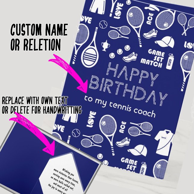 Cartão Azul Feliz aniversário 🎾 Tênis 💙 🤍 (Criador carregado)
