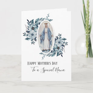 Cartão Azul Floral   Avó Nana   Mãe Religiosa Maria