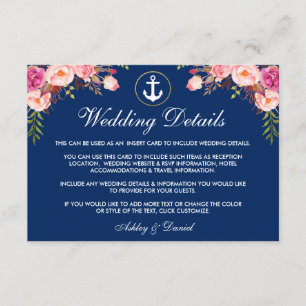 Cartão azul floral da inserção dos detalhes do