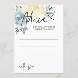Cartão Azul Floral para Chá de Bebê - Aviso