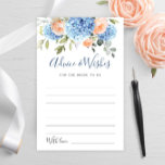 Cartão Azul Hydrangea Blush Rosas Conselhos e Dese<br><div class="desc">Personalize com a noiva para ser o nome e a data do chá. Para mais personalização, clique em "Personalizar este modelo" e, em seguida, em "Editar usando a Ferramenta Design". Na moda fácil de usar modelos de casamento, mais itens disponíveis na loja (convites, rsvp, cartas de agradecimento, papelaria e decoração)....</div>