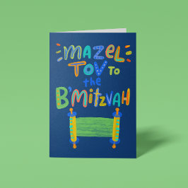 Cartão Azul Mazel Tov B'Mitzvah
