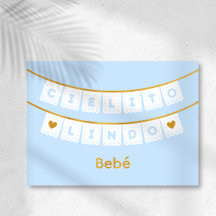 Cartão Azul para Parabéns de Bebê Cielito Lindo