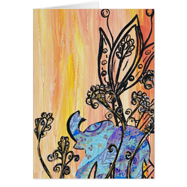 Cartão azul pequeno do elefante (Frente)