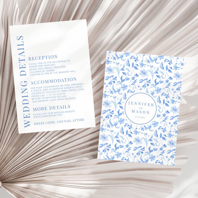 Cartão azul pintado para casamentos florais (Criador carregado)