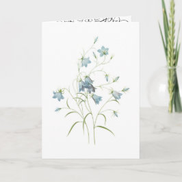 Cartão azul romântico floresce a cor da água