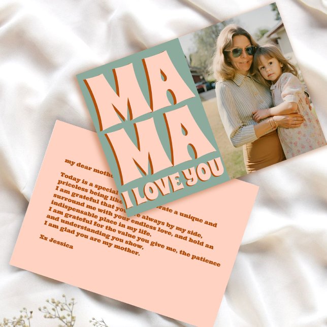 Cartão Azul-rosa-foto do Dia de as mães retrô (Criador carregado)