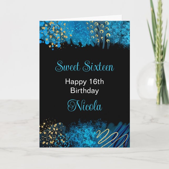 Cartão Azul - Tinta de Álcool Sweet 16 (Frente)