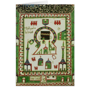 Cartão Azulejo com uma representação da Meca