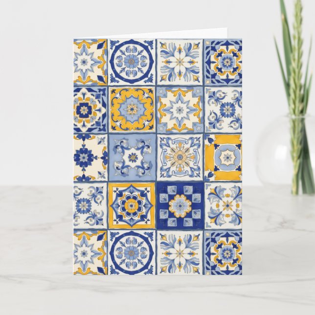 Cartão Azulejo espanhol Watercolor (Frente)
