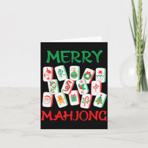 Cartão Azulejos de Mahjong de Natal aquarela Mah Jong Chi