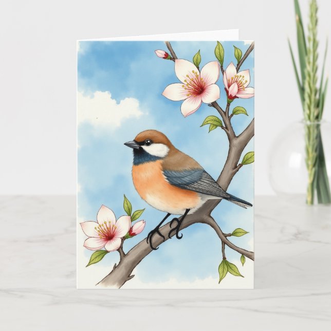 Cartão Azure Bird Branch Card (Frente)