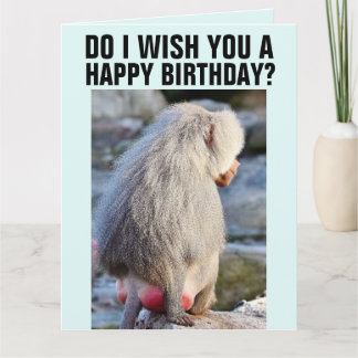 CARTÃO BABOON BUTT FUNNY MONKEY BIRTHDAY GREETING