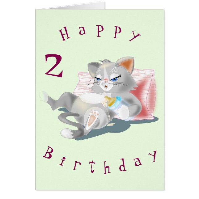 Cartão Baby Birthday Card Baby Kitten - Personalizado (Frente)