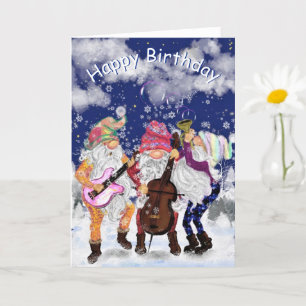 Cartão Baby Birthday Card Gnomos Banda de Música