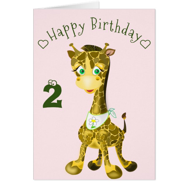 Cartão Baby Birthday Card Happy Giraffe - Personalizada (Frente)