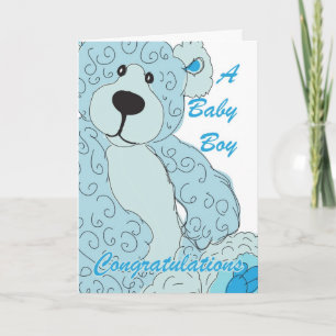 Cartão Baby Boy Congratulations Teddy Bear in blue