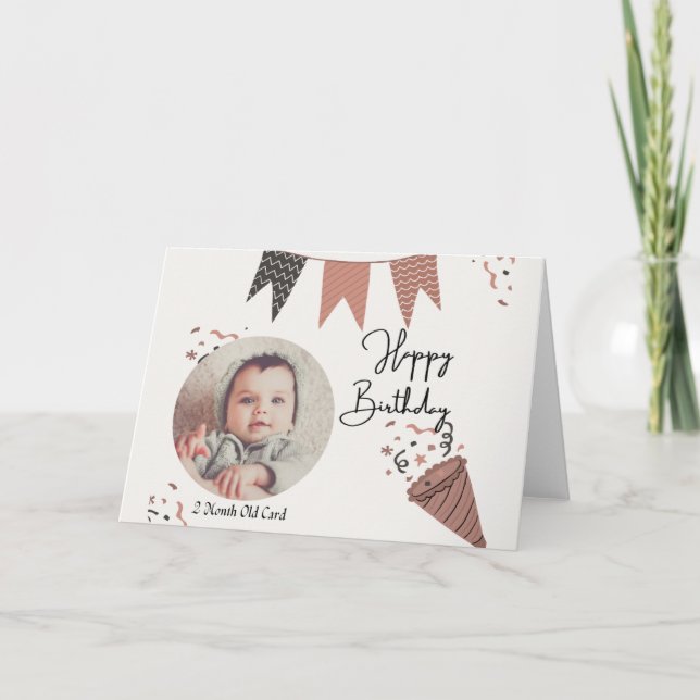 Cartão Baby Boy Watercolor Milestone Dois Meses (Frente)