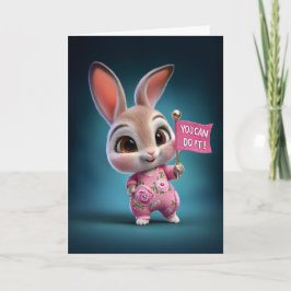 Cartão Baby Bunny in Cute Pink Romper Encouragement