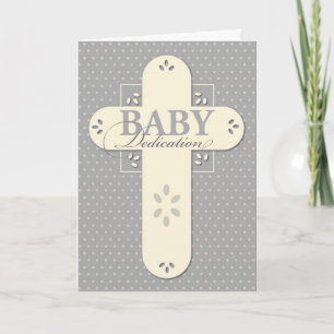 Cartão Baby Dedication Cream & Gray Cross