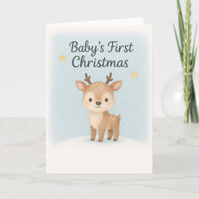Cartão Baby first christmas reindeer sweet gentle holiday (Frente)