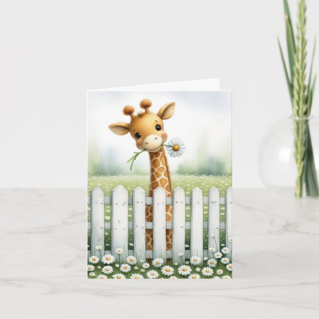 Cartão Baby Giraffe Com Daisy Notecard (Frente)