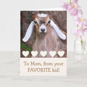Cartão Baby Goat And Hearts Mother's Day