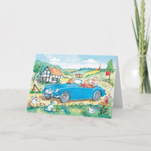 Cartão Baby in MG Oldtimer Car - Baby card