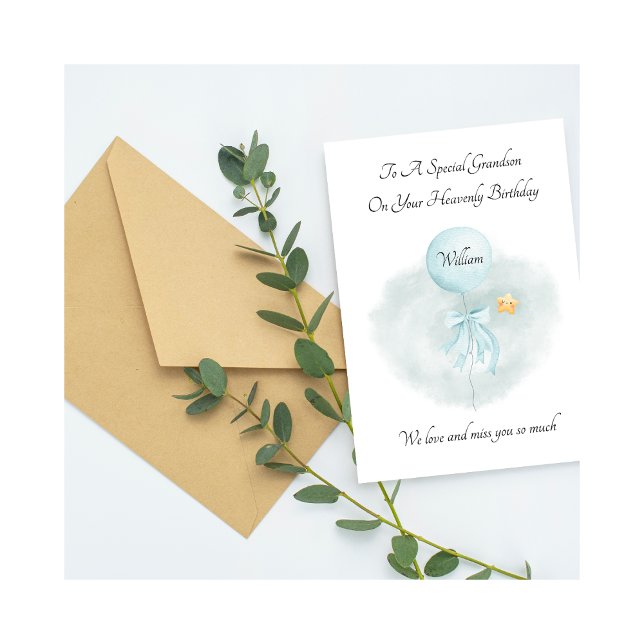 Cartão Baby Loss Blue Balloon Remembrance Birthday Card (Criador carregado)