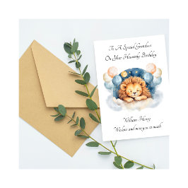 Cartão Baby Loss Boy Lion Birthday Remembrance Card